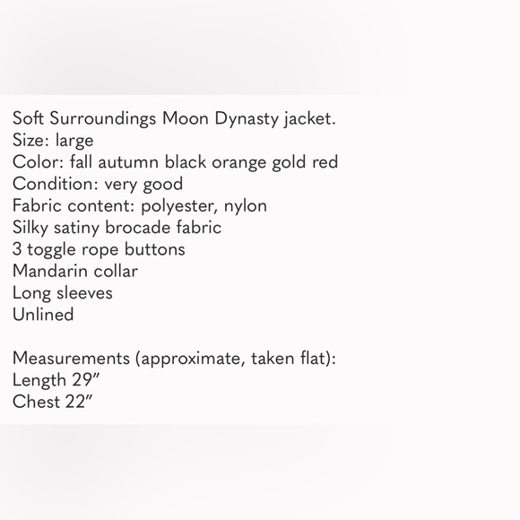 SOFT SURROUNDINGS Moon Dynasty Satin Brocade Kimono Jacket - Size Large - Picture 13 of 13